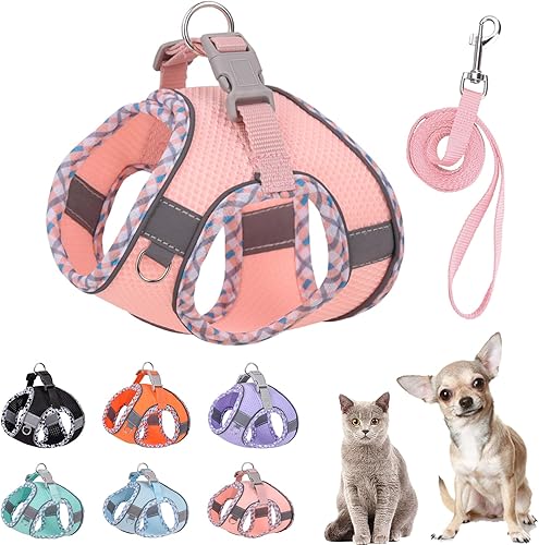 Lindo arnés a cuadros sin tirones para perros pequeños, de malla suave, arnés y correa para perros pequeños, arnés para cachorros, chaleco para