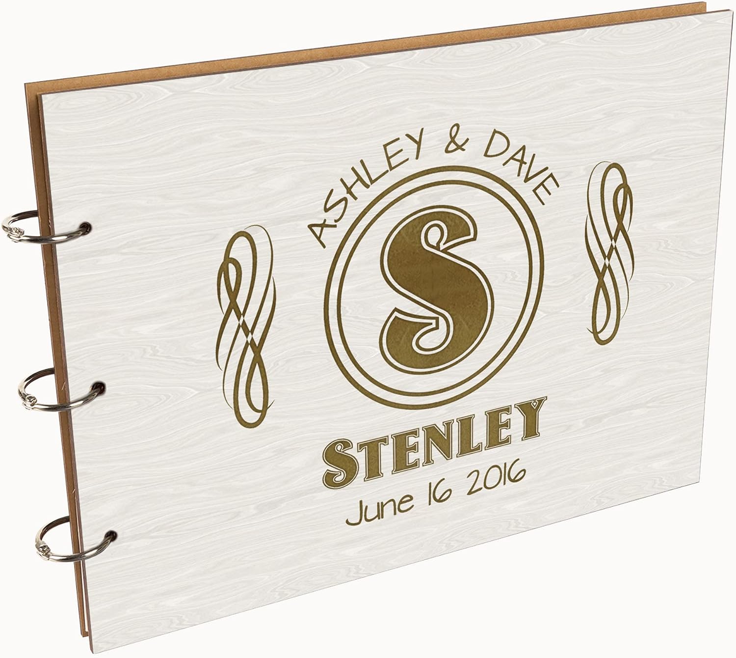 Darling Souvenir Personalized Engraved Laser Cut Wedding Guest Book Wooden Cover Sign-in Book Registry Guestbook Scrapbook-JS