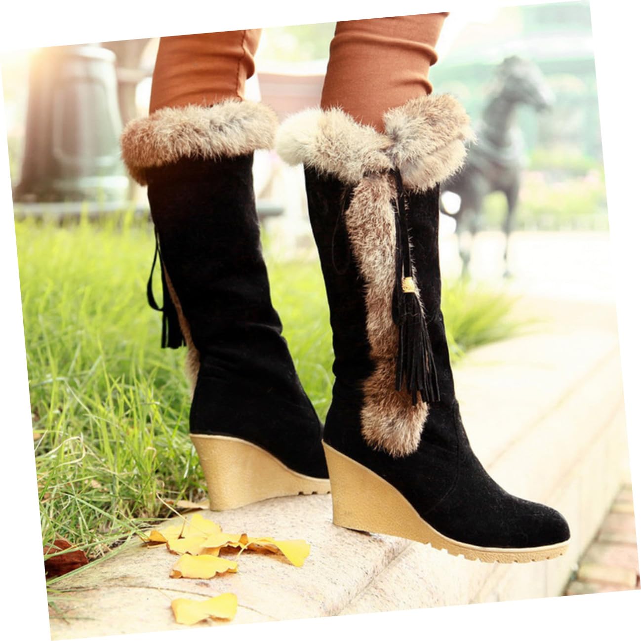 IMIKEYA Stivali Alti da Donna Invernali Stivali da Neve Robusti Caldi Antiscivolo Scarpe Invernali Imbottite Lunghe