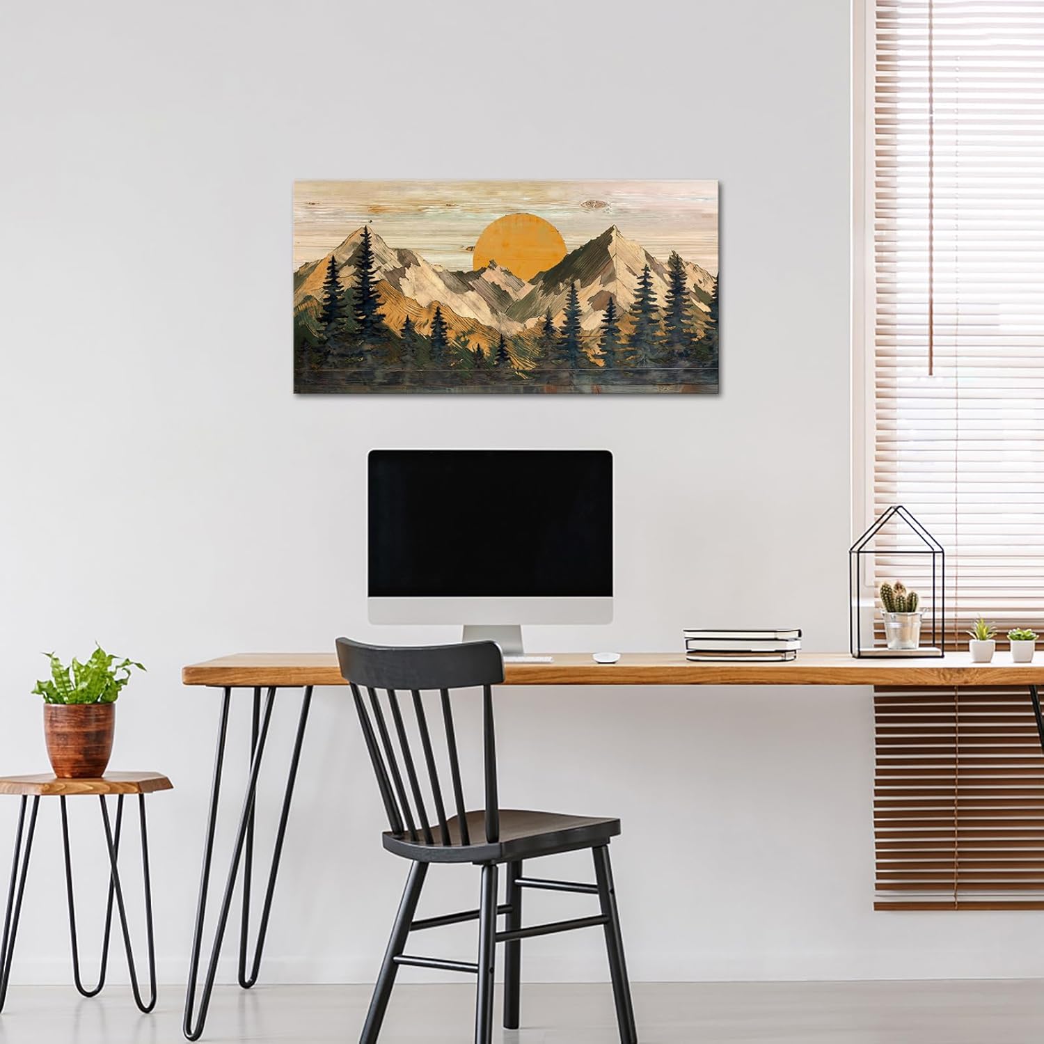 Muzenso Canvas Prints Mountain Landscape Wall Art 20x40 Inch Sunset Forest Canvas Painting Rustic Nature Artwork for Living Room Bedroom Cabin Lodge Office Modern Home Decor Ready to Hang - Image 2