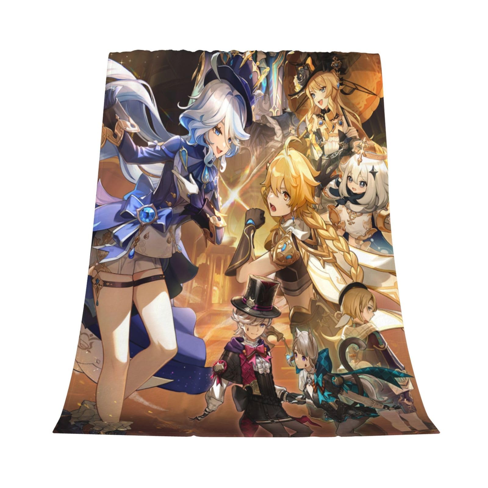 Couverture en flanelle Genshin Impact 152x203cm légère chaude toutes saisons