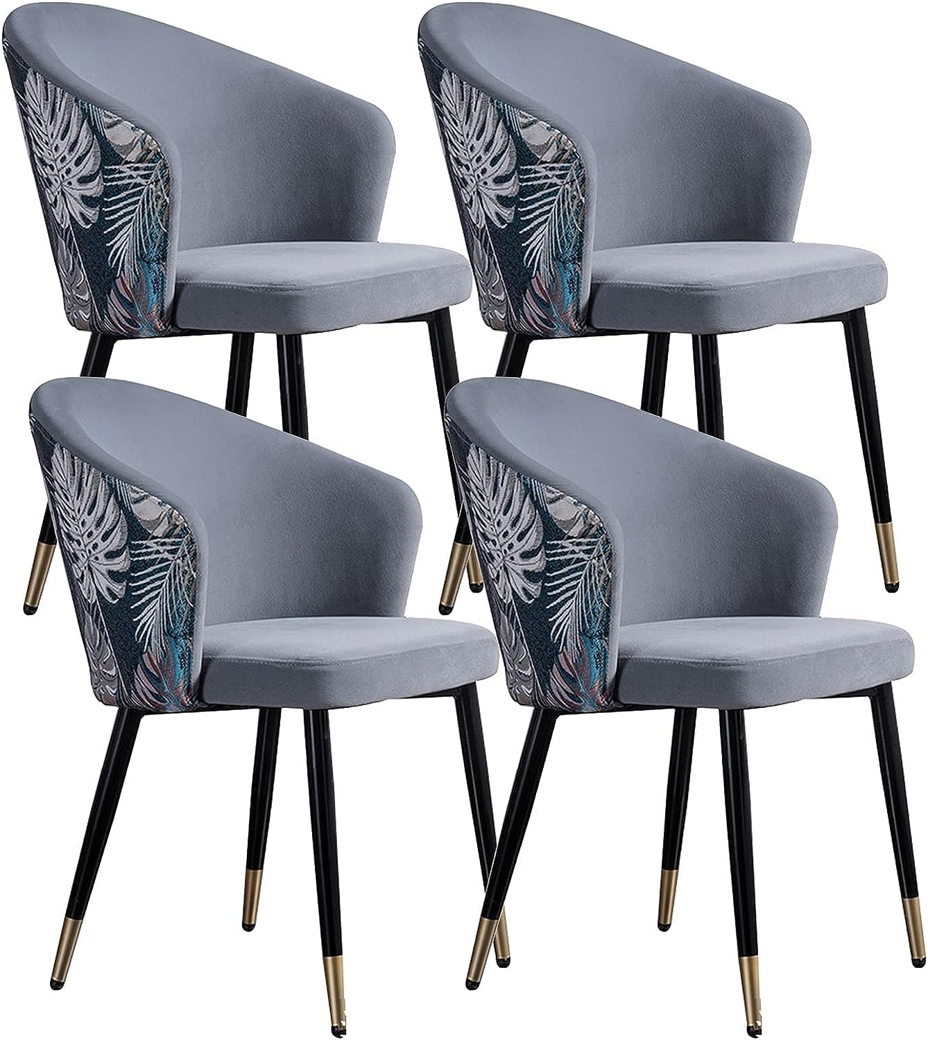 IvyLoutish Kitchen Counter Chairs Lounge Leisure Living Room Corner Chairs, with Metal Legs and Embroidered Backrests, Modern Dining Room Furniture
