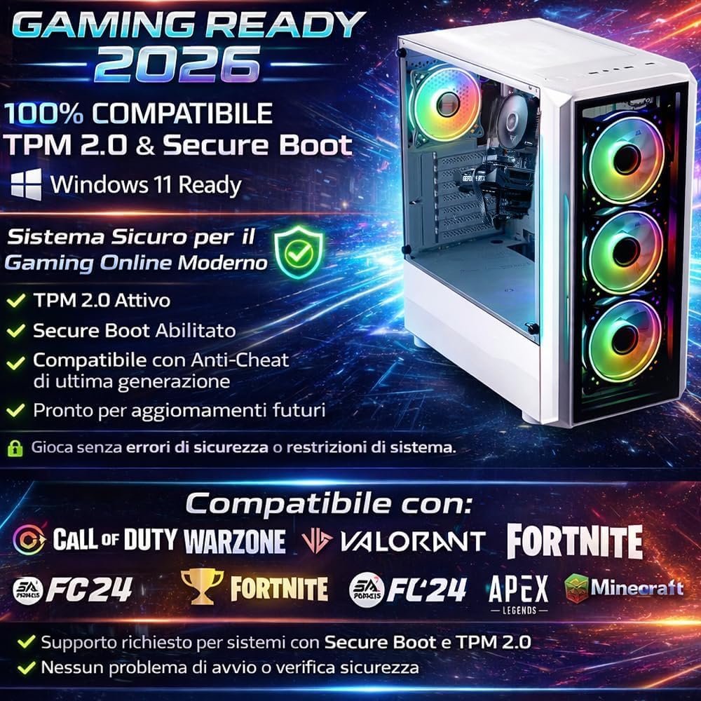 PC Gaming Fisso NUOVO pronto all'uso • Cpu intel core i7-8700 • 32GB RAM DDR4 • 1TB SSD • Scheda grafica dedicata RX 580 8GB • Windows 11 Pro • Office 365 • Ideale per gaming • Garanzia 2 anni