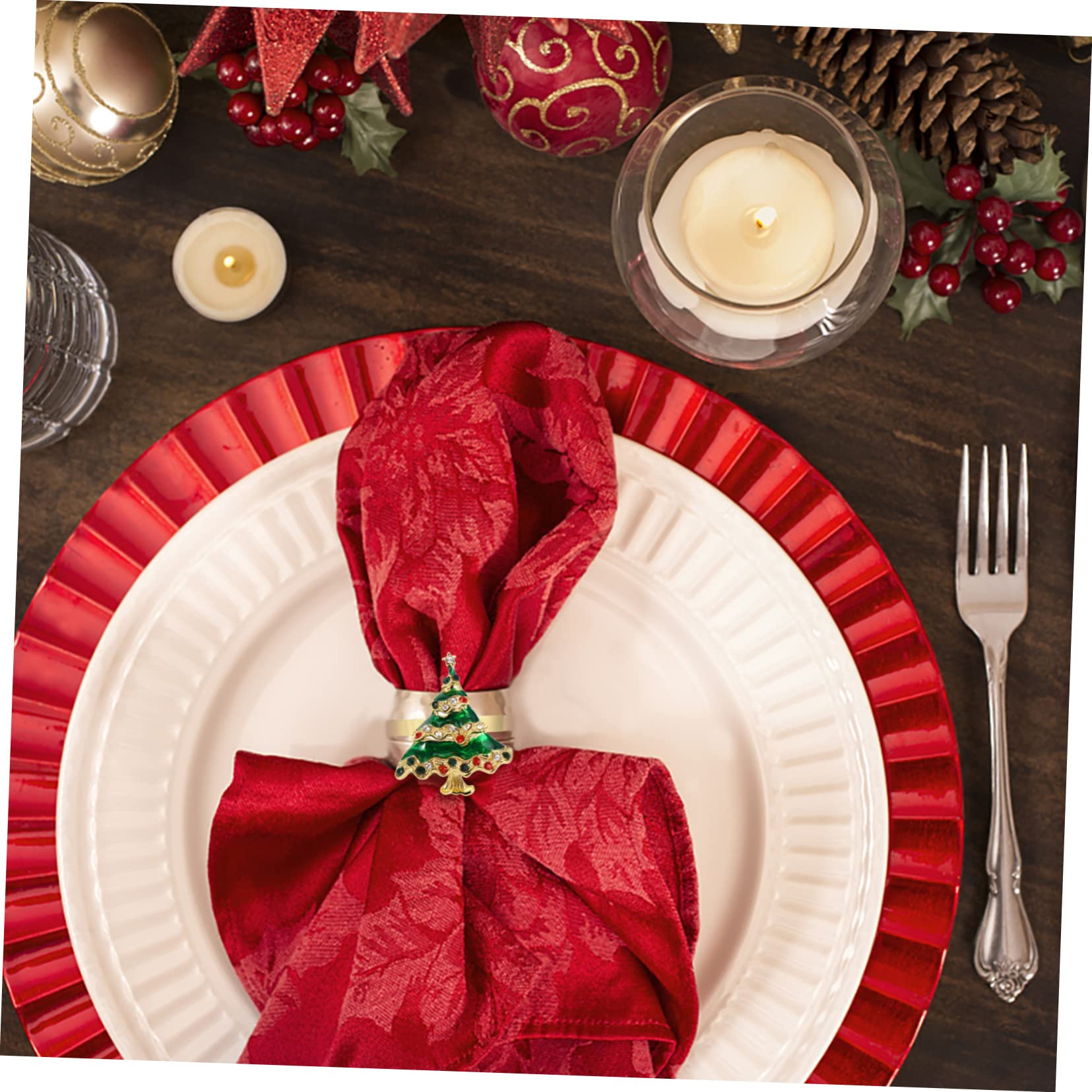 MAGICLULU 12stücke Teiliges Weihnachts-Napkin- Mit Reindeer Weihnachtsbaum Schneeflocke Und Serviettenhalter Für Festliche Tischdekoration Bei Partys Und Feiertagen