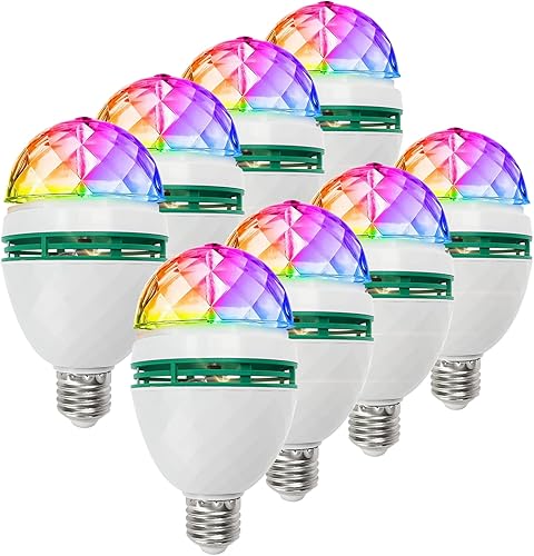 SUNETARY E26 E27 - Bombilla LED de discoteca giratoria con bola de discoteca bombillas RGB estroboscópicas luces giratorias multicolor que cambian