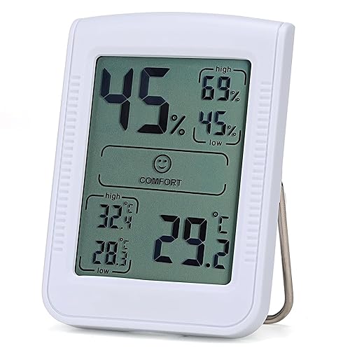Termómetro digital higrómetro interior configura un monitor preciso de temperatura y humedad con actualización rápida de 5 segundos,