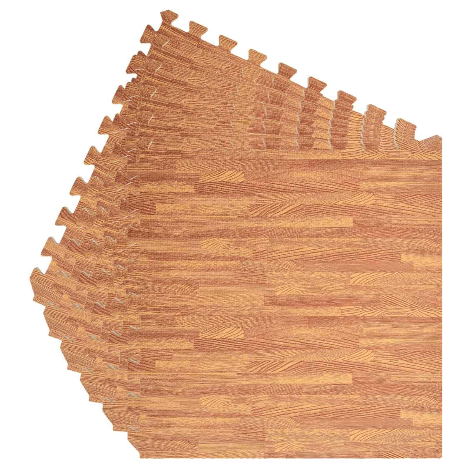 Alfombra de suelo para piscina, 6 unidades, aspecto de madera, 4,32 m², espuma EVA, resistente al agua, para piscina y jacuzzi, base antideslizante con acolchado grueso, diseño de azulejos de fácil