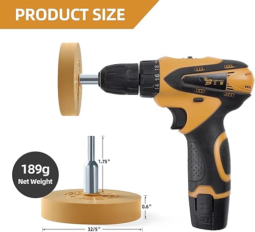 Miniatura 2 de Eliminador de calcomanías, rueda de goma para taladro, elimina rayas de automóvil, cintas de vinilo y gráficos de goma para autos, RV, motocicletas,