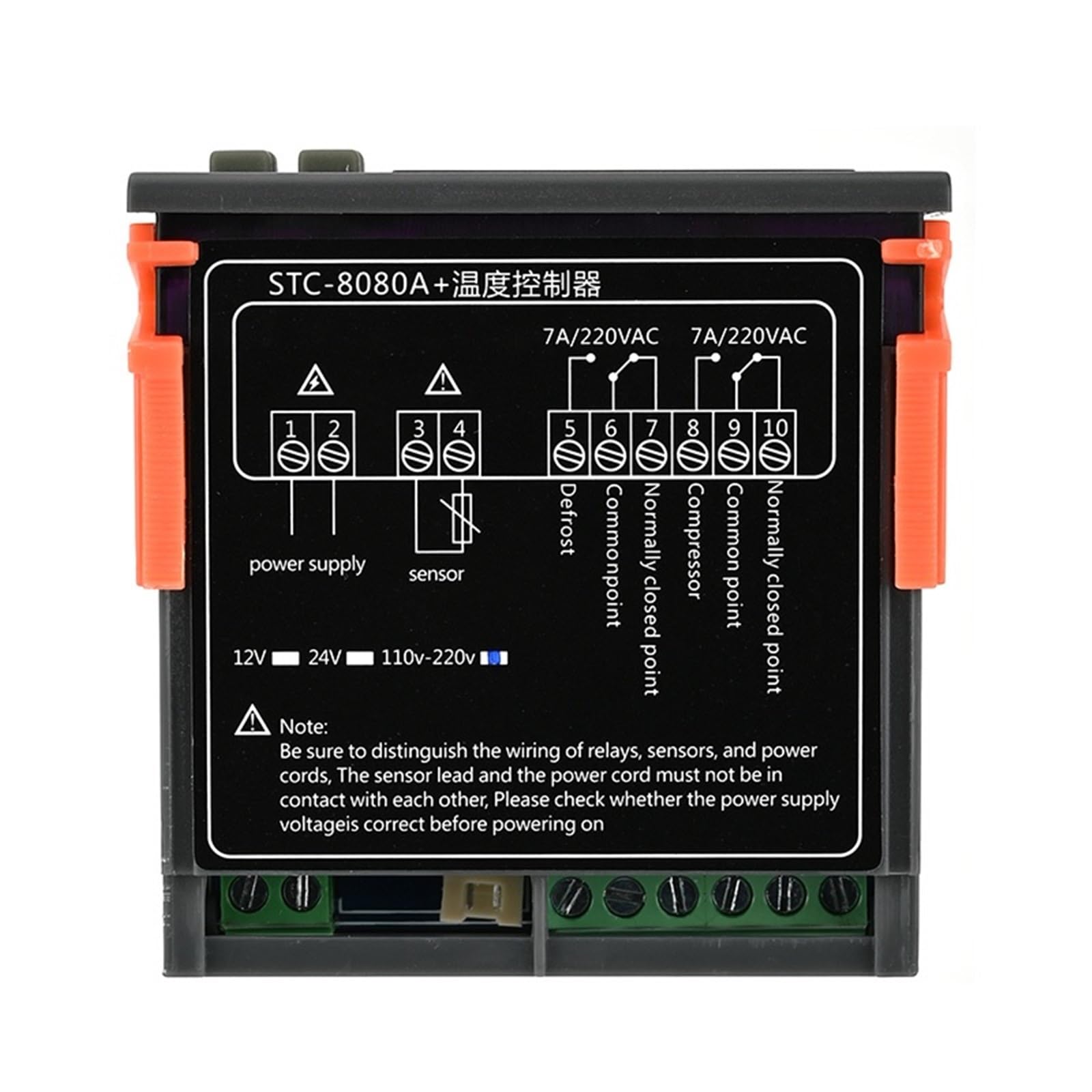 STC-8080A+ LED Digital Termostato Regolatore di Temperatura Termoregolatore Relè Riscaldamento Raffreddamento for Incubatrice AC 110-220V NTC(Dc24v)