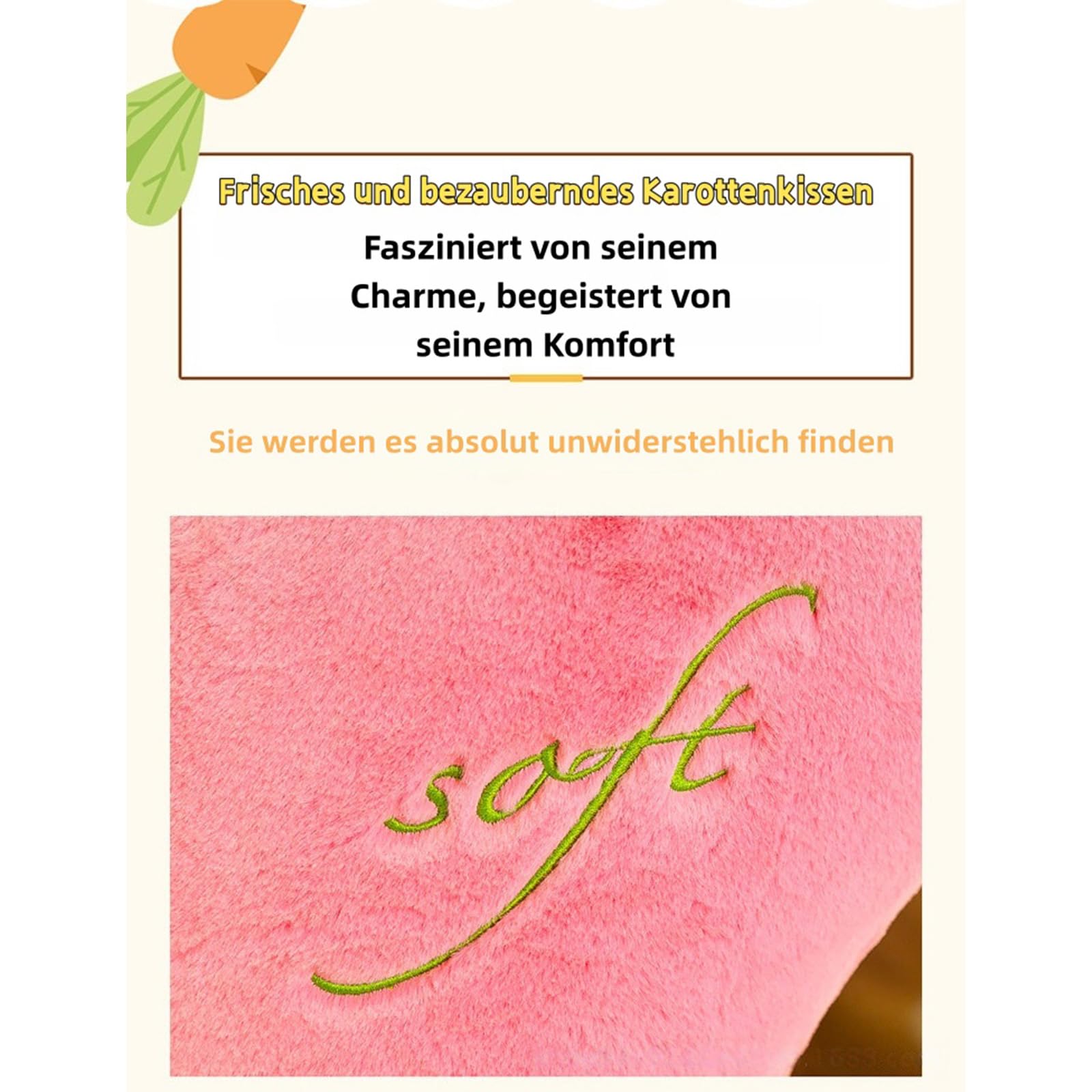 Karotten Plüschfigur, Gefüllte Karotten Plüschtier Kissen, Heimdekoration, Weich und bequem, Zum Kuscheln und Spielen, Geschenk für Mädchen und Jungen (110 cm,Orange)