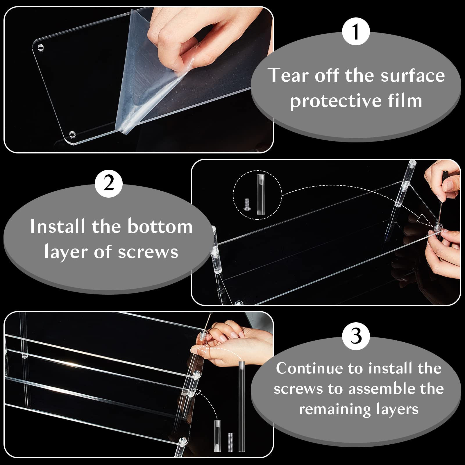 Alzata Per Dessert In Acrilico - Display A 3 Livelli Per Cupcake, Trasparente, 11.6x6.5x3.8 Pollici, 2 Pezzi