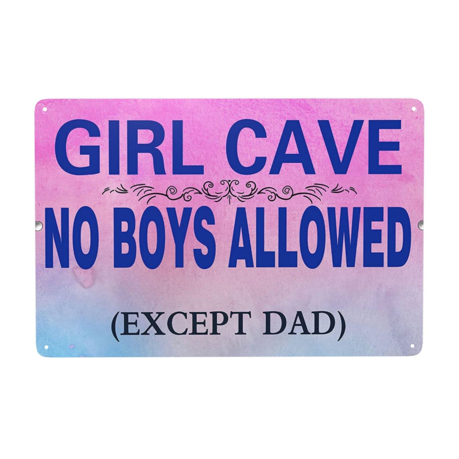 rayprint Funny Girl Cave Metal Tin Sign Wall Decor Bar Daughter Pink No Boys Allowed Bedroom Door Iron Painting for Coffee Bar Restaurant Wall 8x12 Inch Metal Sign Decor