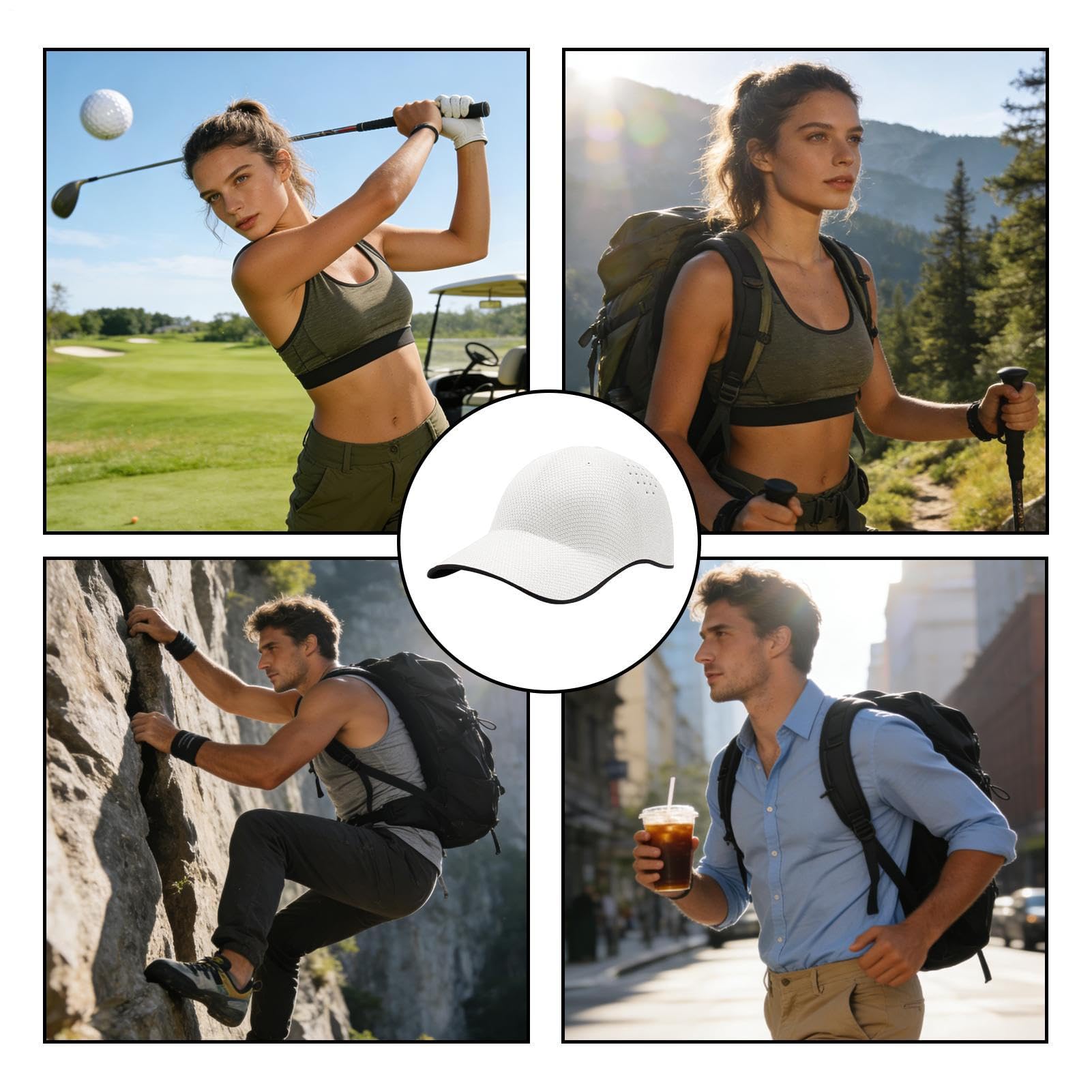 Gorra deportiva transpirable, gorra deportiva de secado rápido, ropa de exterior ajustable, estructura ligera de flujo de aire de poliéster, gorro para mujer con función de sombra, ejercicios de viaje