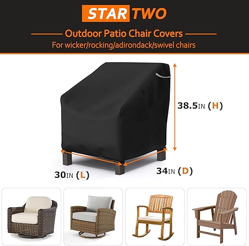 Miniatura 2 de STARTWO Paquete de 2 fundas para sillas giratorias para exteriores, fundas impermeables para sillas de patio para muebles de exterior, se adapta a