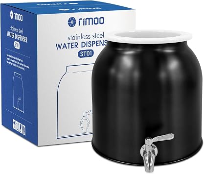 2.5 Gallon Stainless Steel Water Crock, Countertop Water Dispenser for 3-5 Gallon Bottle, Water Bottle Beverage Dispenser with Stainless Steel Spigot & Lid for Parties Lemonade, Home Water