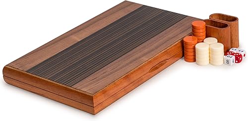 Miniatura 3 de Yellow Mountain Imports Pasadena - Juego de juego de backgammon con incrustaciones de madera, juego de mesa de estrategia clásico con piezas