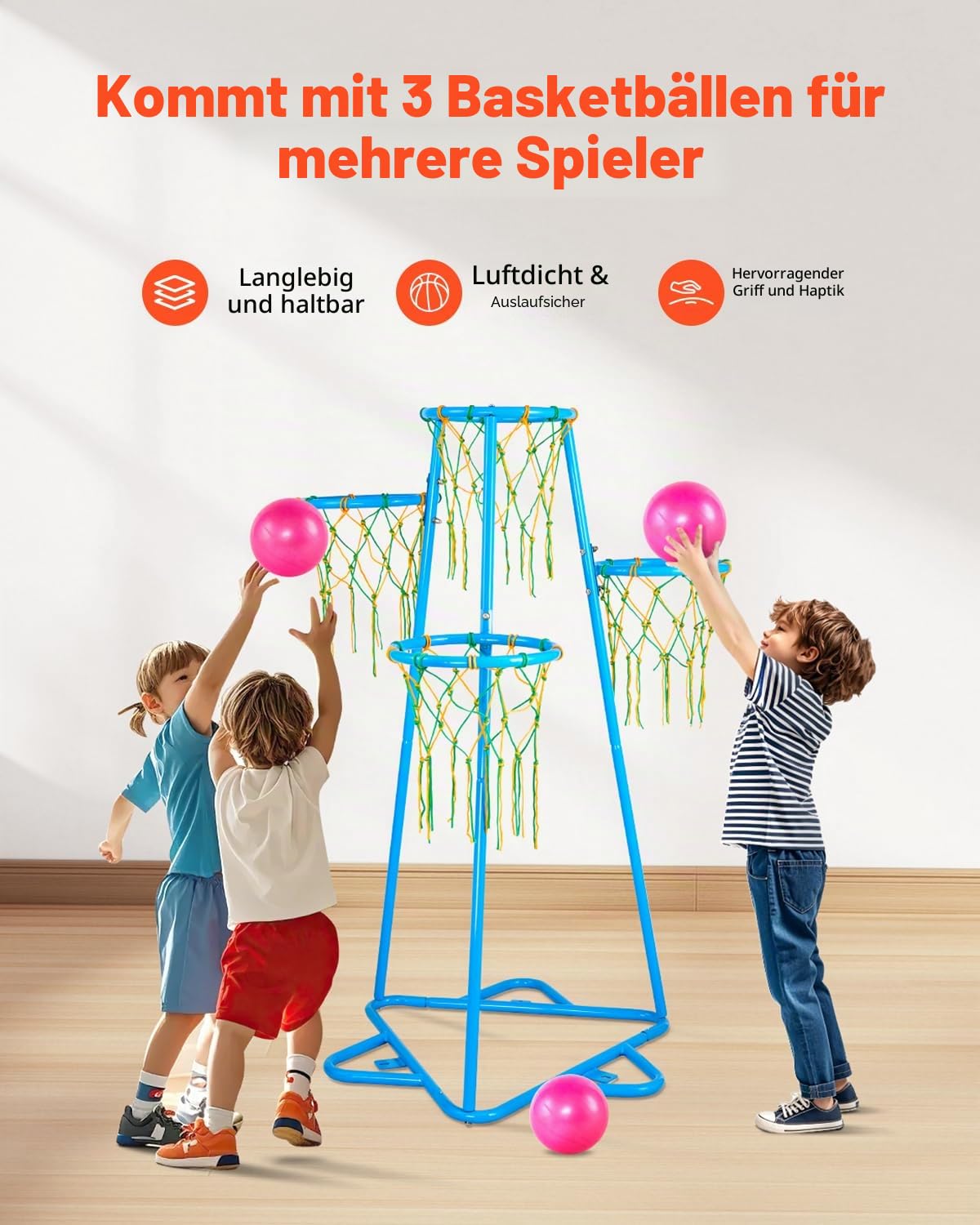 VEVOR Kinder-Basketballkorb Set – Höhenverstellbarer Indoor & Outdoor Mini-Korb mit LED-Anzeige oder Mehrkorb-Design ab 3 Jahren，Indoor mit LED & Zähler