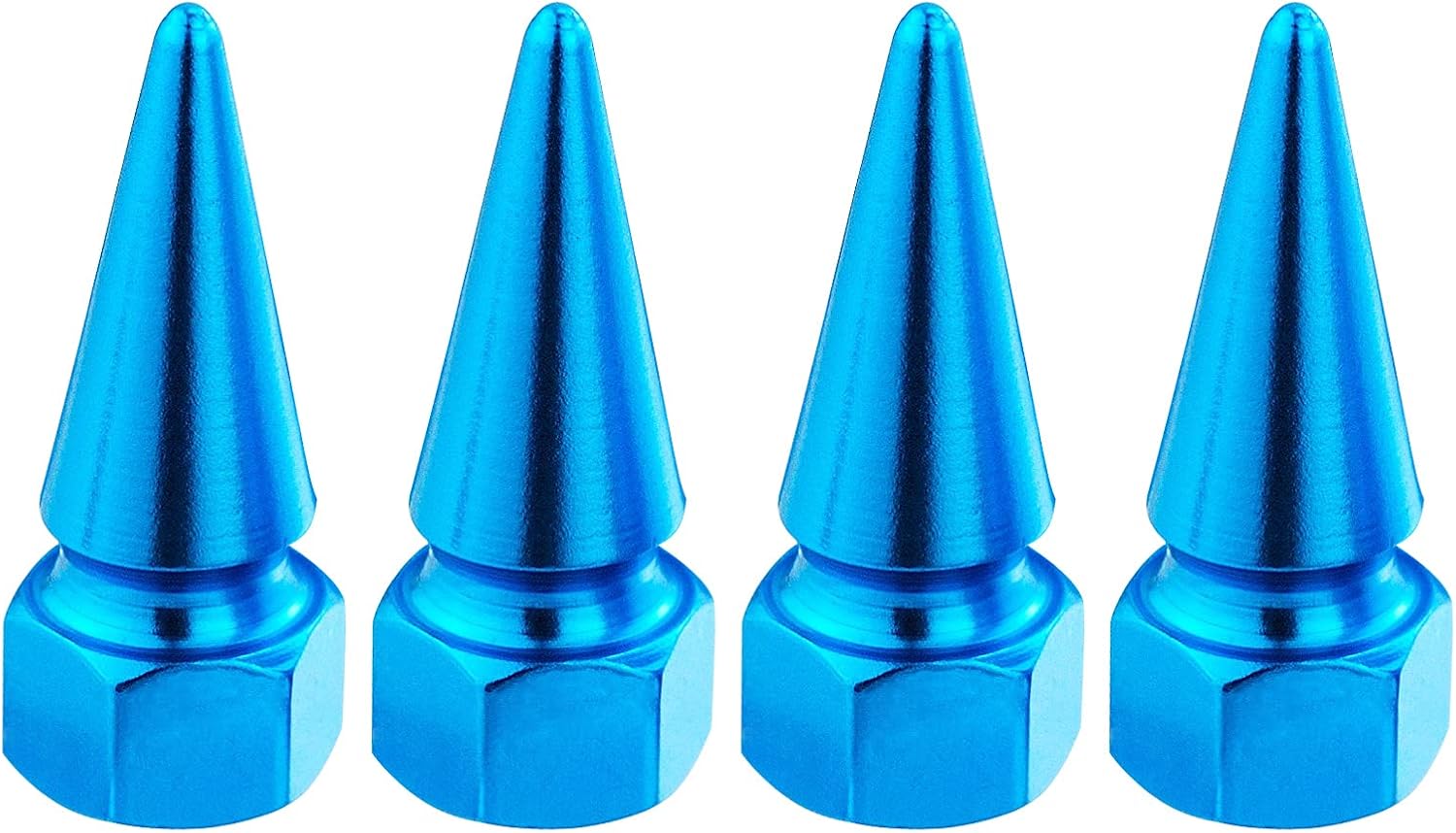 Lunsom Spike Valve Caps Tire Air Stem Rim Cap Cover Aluminum Accessories Fit Most Vehicle Truck Motorcycles Bikes (4PCS Light Blue)