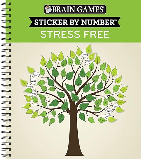 Brain Games - Sticker by Number: Stress Free (28 Images to Sticker) - Publications International Ltd.