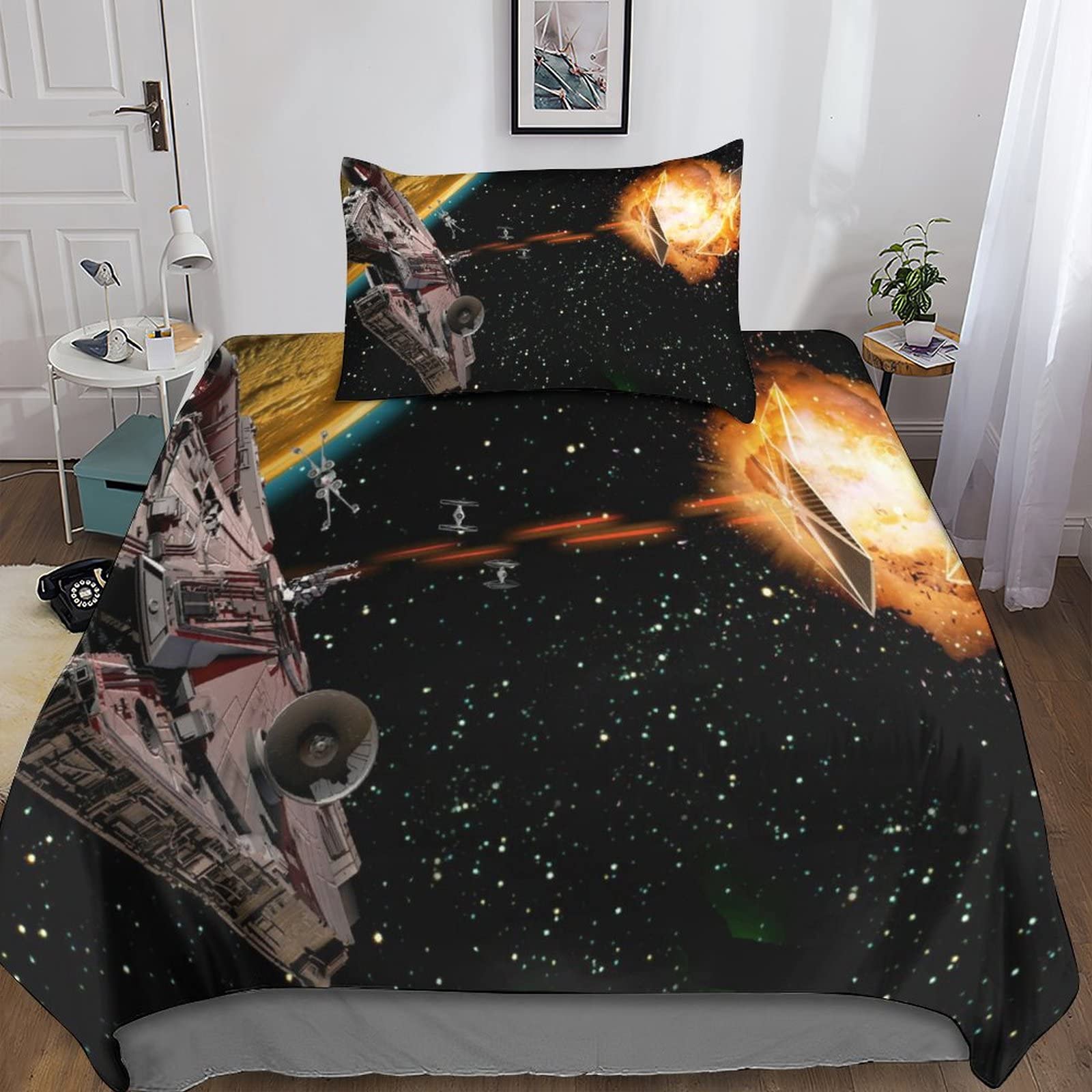 Housse de couette space ship 135x200cm pour transformer la chambre d'enfant en univers interplanétaire