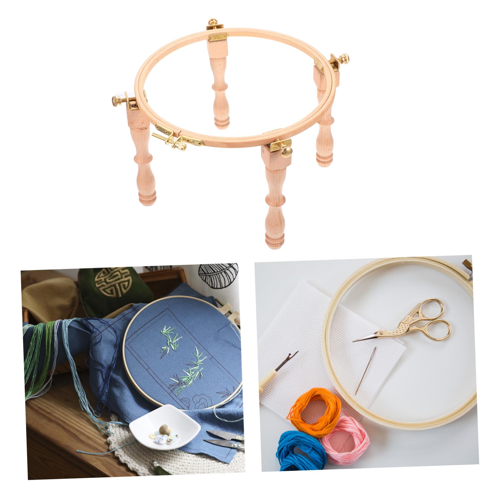 ORFOFE Bastidor de Bordado de Madera Soporte, 1 Juego para Mesa | Ángulo Regulable, Altura Ajustable, Instalación Firme, Adecuado para Manualidades y Bricolaje, para Principiantes y Niños