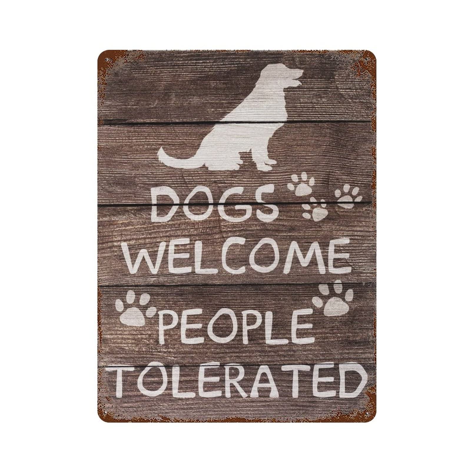 AOOEDM Dogs Welcome Vintage Metal Sign Tin Sign for Home Bar Pub Kitchen Man Cave Tin Sign Wall Decor Poster Wall Plaque