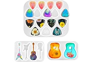 CAYUDEN 3 Pack Guitar Pick Epoxy Resin Molds