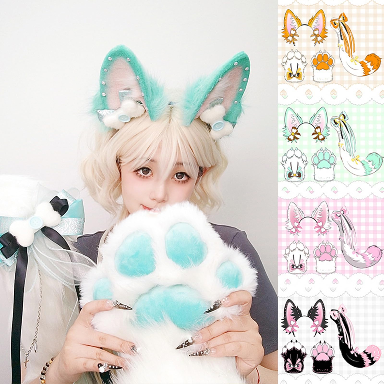 Zorros accesorios de disfraces zorros orejas diadema patas guantes cola cosplay disfraces de animales disfraces disfraces orejas diadema patas guantes cola disfraz animal accesorios