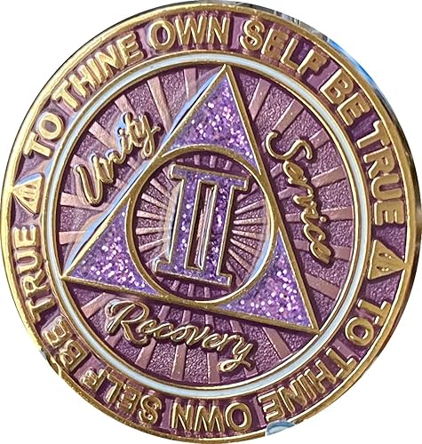 2 años AA Medallion Cosmic Purple Glitter Gold Plated Chip