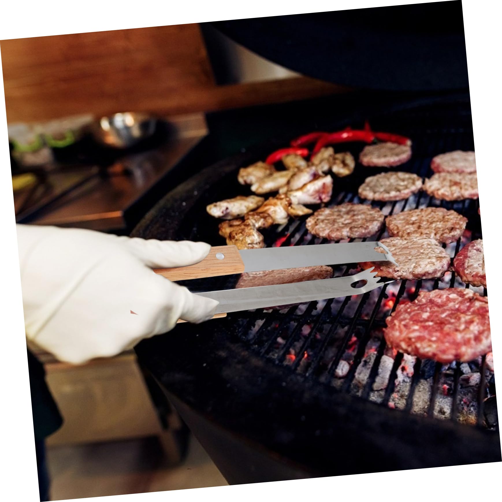 Set Utensili Barbecue 1 Pezzo in Acciaio Inox, Pinza e Forchetta