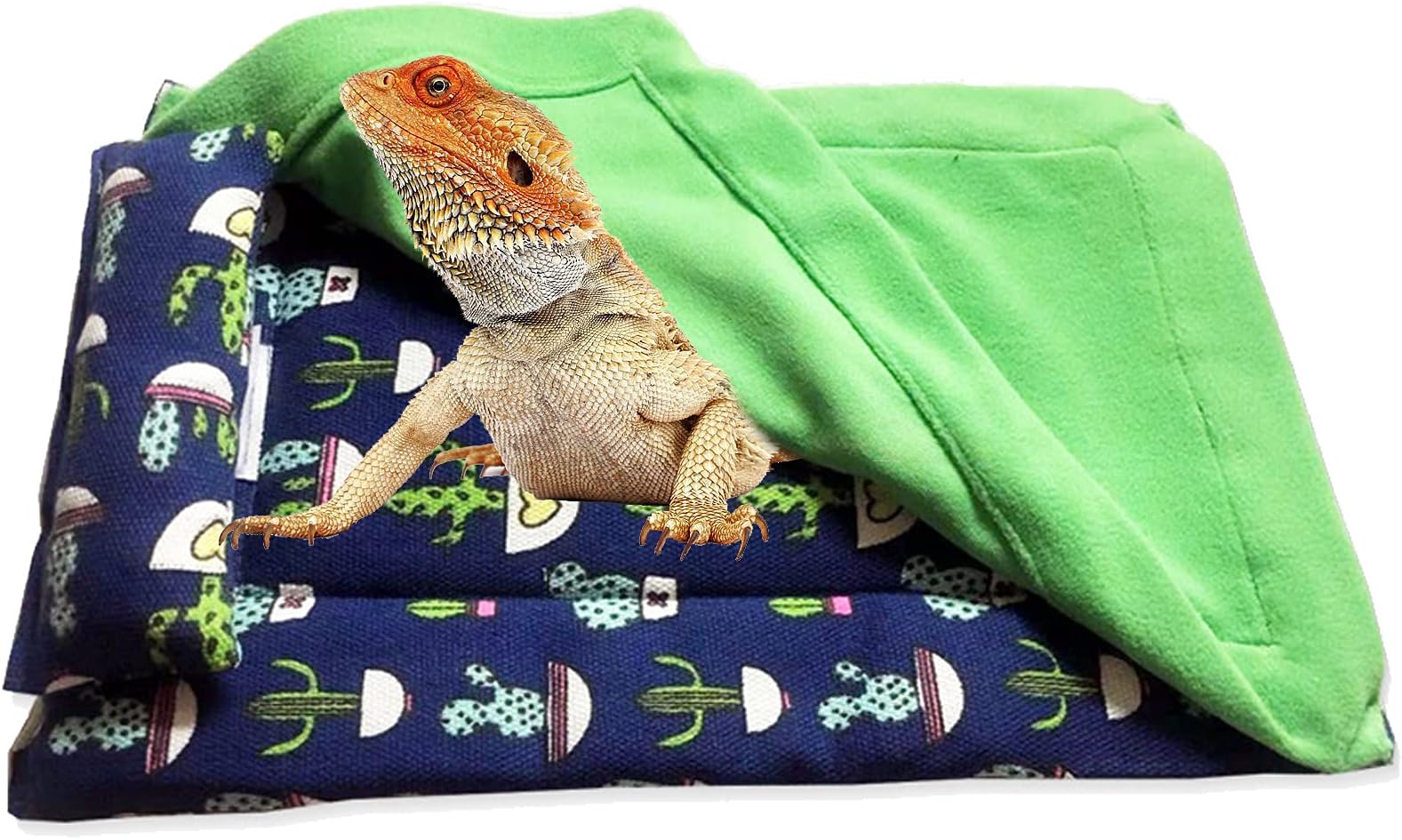 Bearded Dragon Bed Reptiles Sleeping Bag with Pillow and Blanket Small Pet Warm Hide Habitat for Hamster Lizards Bearded Dragon (Blue)
