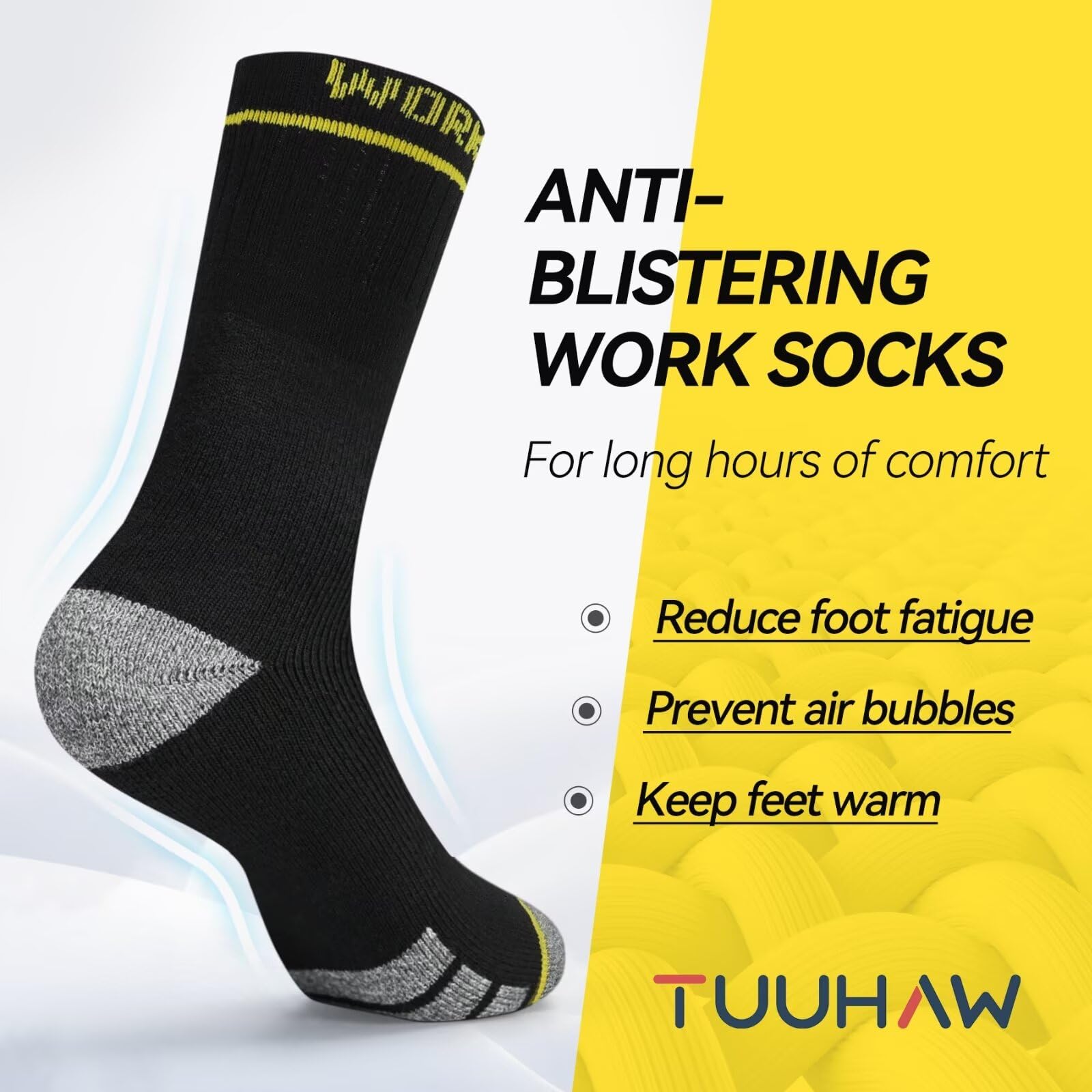 TUUHAW Calze da Lavoro Uomo 10 Paia Lunghe Calzini Uomo Donna Invernali Cotone Calzini Spugna Sportive Work Socks, OEKO-TEX Standard 100