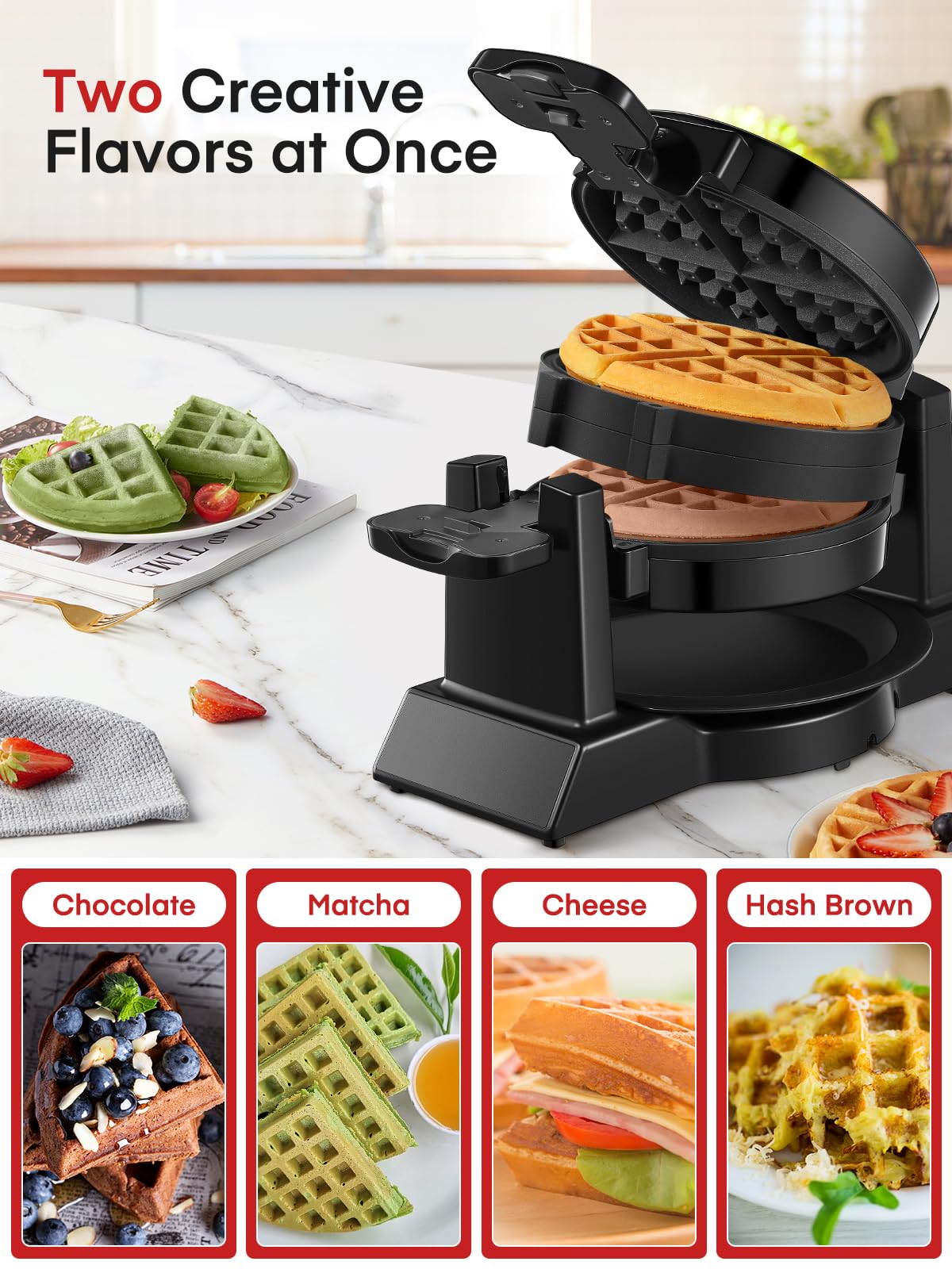 Amazon.com: Waffle Maker, 1400W Double Belgian Waffle Iron 180