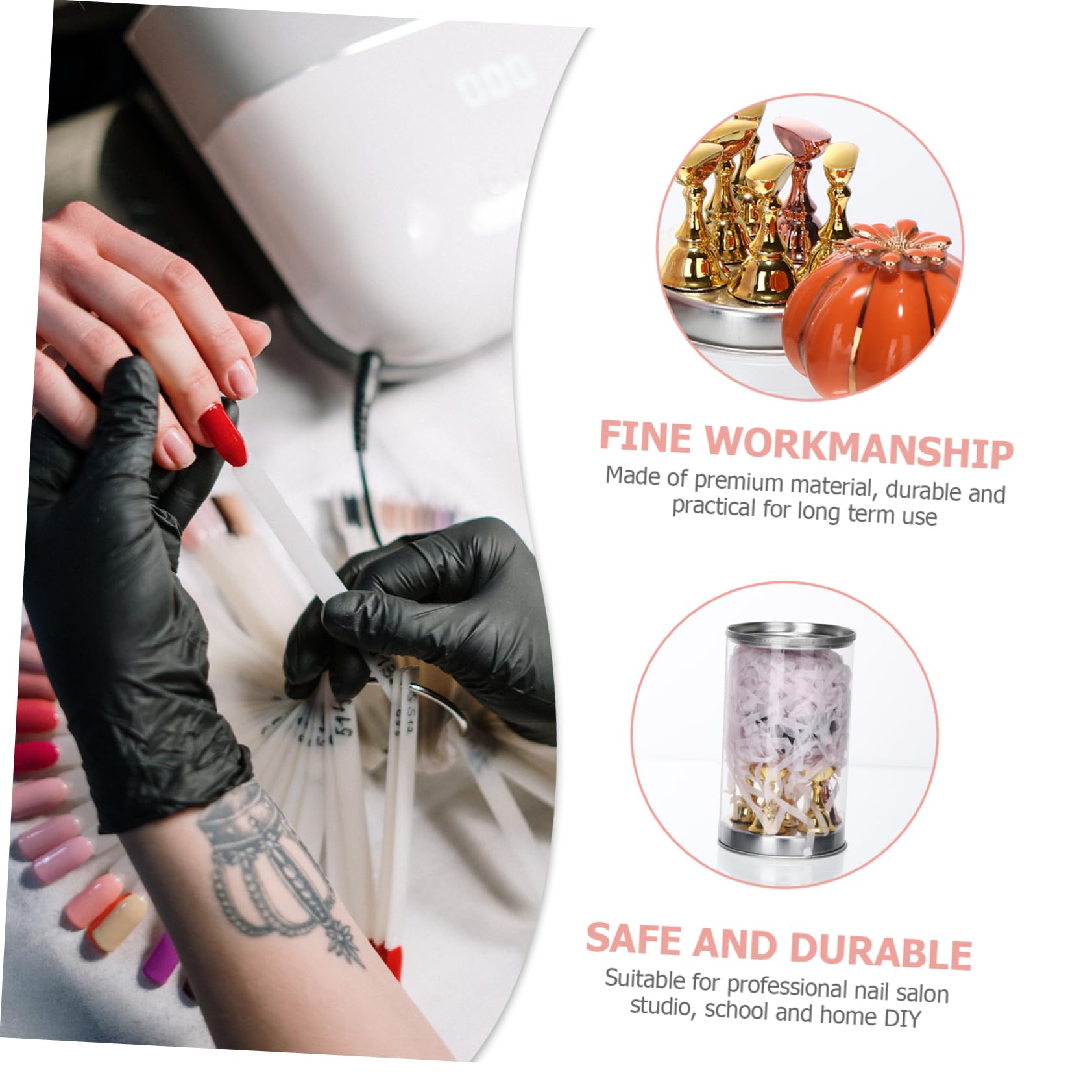 FRCOLOR 8sätze Nail Art Display Stand Keramischer Nagelhalter Mit Goldenen Und Roségoldenen Nagelstücken Für Und Präsentation Im Nagelstudio Für Zuhause