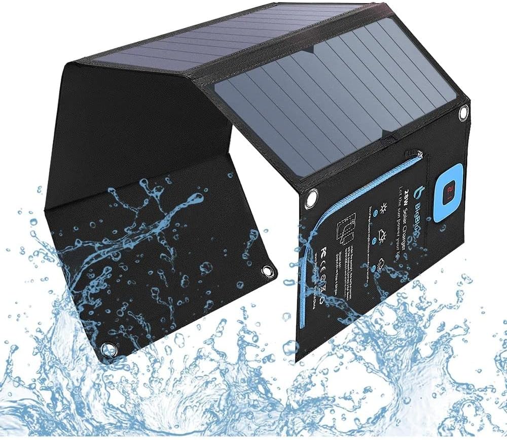 BigBlue Portable Solar Charger 28W with Digital Ammeter,25.4% High-Efficiency, USB-A/USB-C Ports, Folding Waterproof Solar Panels with Carabiners for Camping, Backpacking, Phones, Tablets, Power Bank BigBlue Portable Solar Charger 28W with Digital Ammeter,25.4% High-Efficiency, USB-A/USB-C Ports, Folding Waterproof Solar Panels with Carabiners for Camping, Backpacking, Phones, Tablets, Power Bank