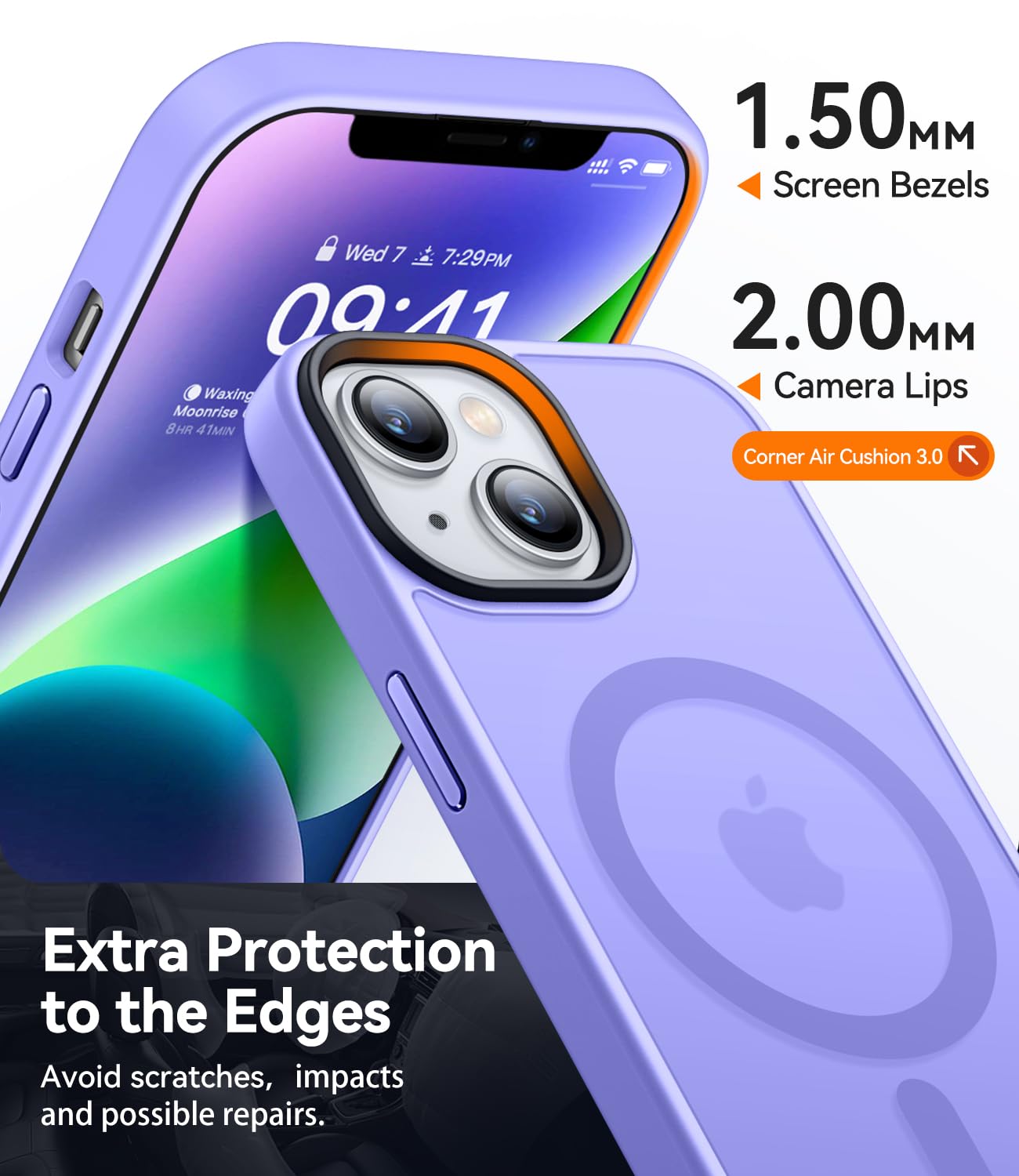 CANSHN Cover Magnetica Opaca per iPhone 13/14, [Compatibile con MagSafe] Custodia Traslucida Opaca Protettiva Sottile Antiurto 6,1 Pollici - Viola Chiaro
