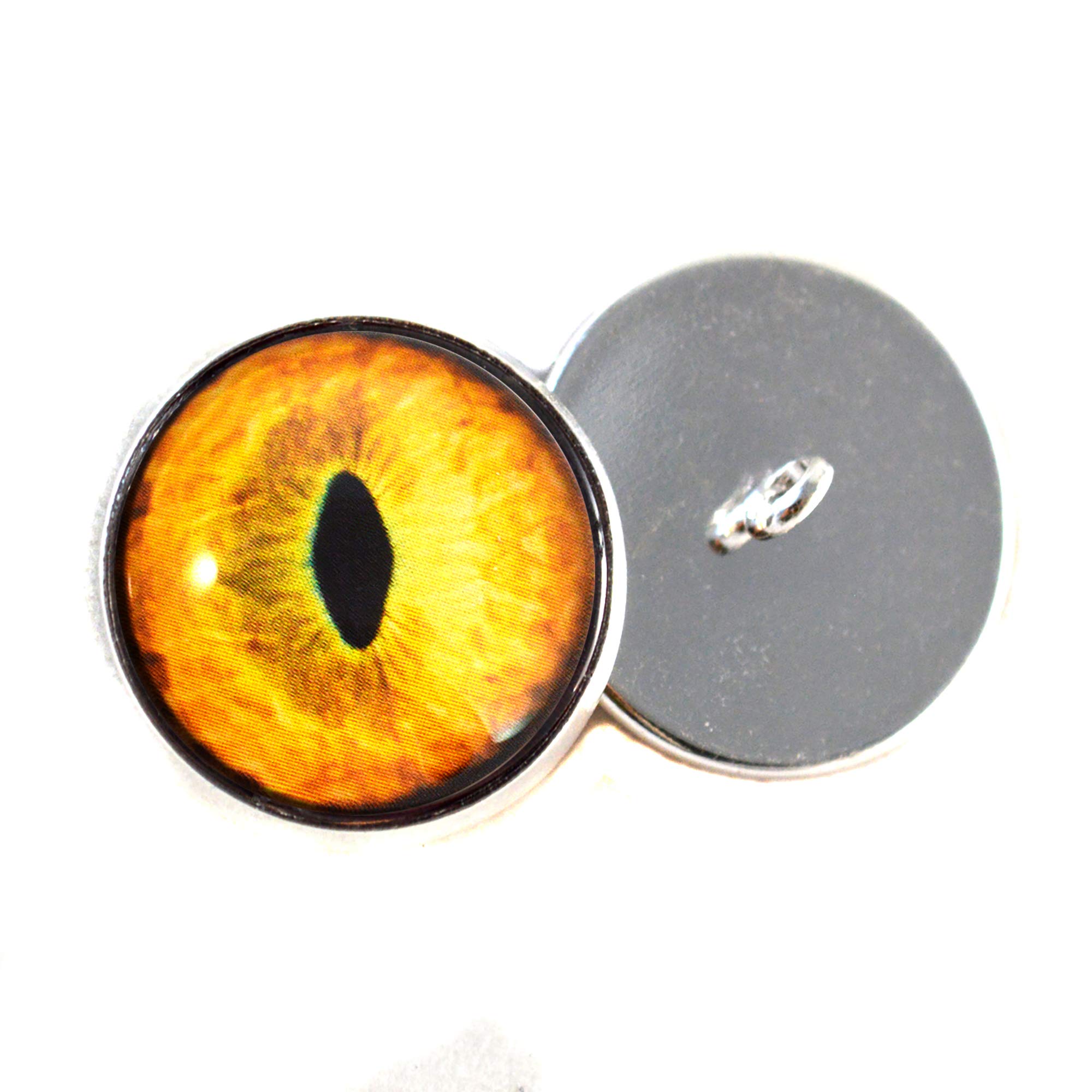 Tabby Cat Sew On Button Goldenrod Glass Eyes Realistic Stuffed Animal Plushie Pair for Art Dolls, Sculptures, Props, Masks, Fursuits, Jewelry Making, Taxidermy, and More (16mm)