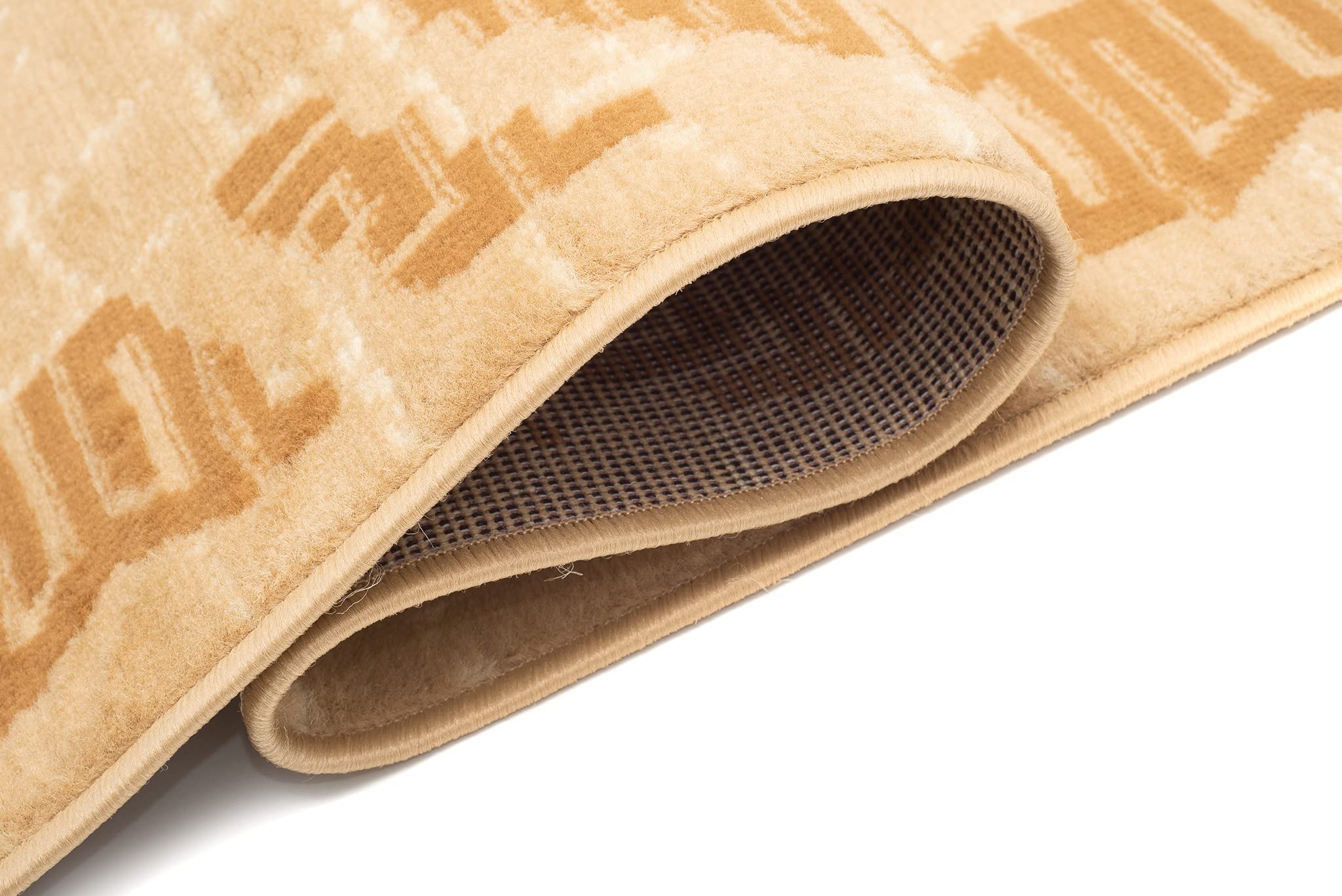 TAPISO Atena Tapis de Salon Chambre Ado Design Moderne Beige Crème Marron Motif Grec Doux Fin Poil Court 140 x 200 cm