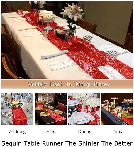 Vista 204 de Camino de mesa de lentejuelas doradas, 12 x 72 pulgadas, paquete de 15 caminos de mesa de boda con purpurina, camino de mesa dorado brillante