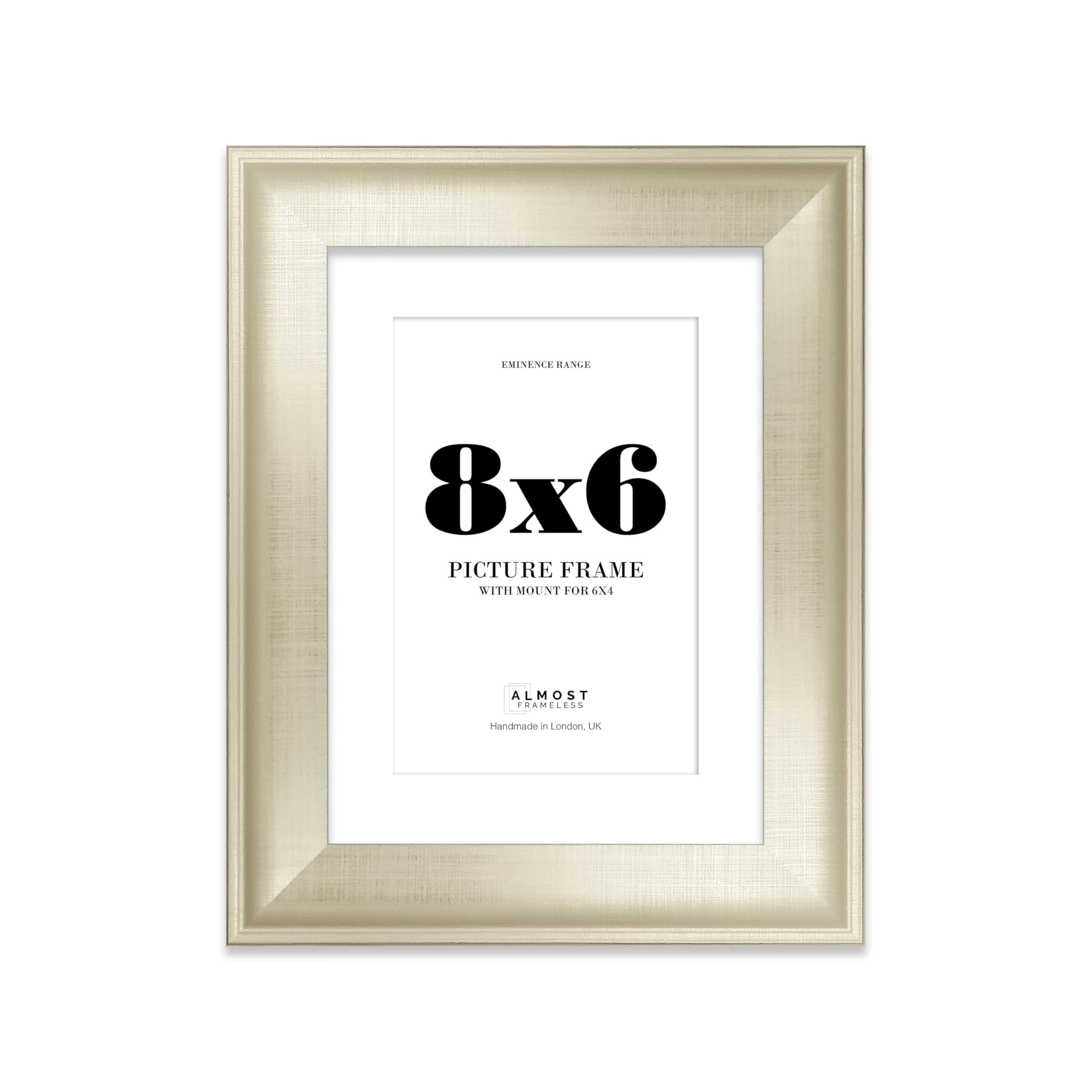 8x6" Silver Picture Frame with 6x4" Mount - Shabby Chic Photo Frame with Distressed Finish, Wall Hooks and Kickstand, 32mm Edge - 1 Pack