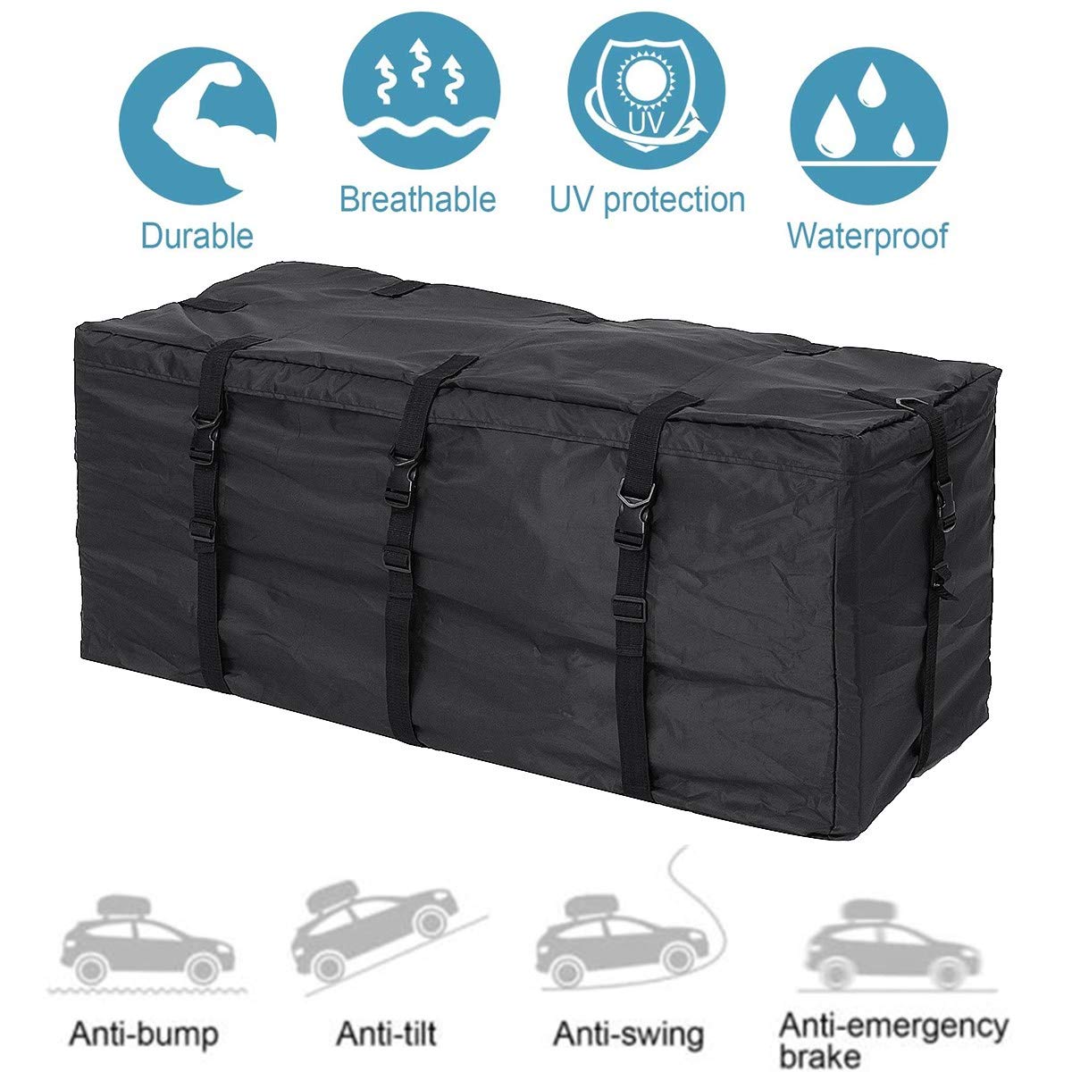 Coffre de Toit Voiture,Coffre de Toit Carte de Voiture Carrou Porte-bagagerie Cargagerie Voyage imperméable Oxford Tissu fourgonnette pour Voitures cartonnements de Voiture 120x51x51cm