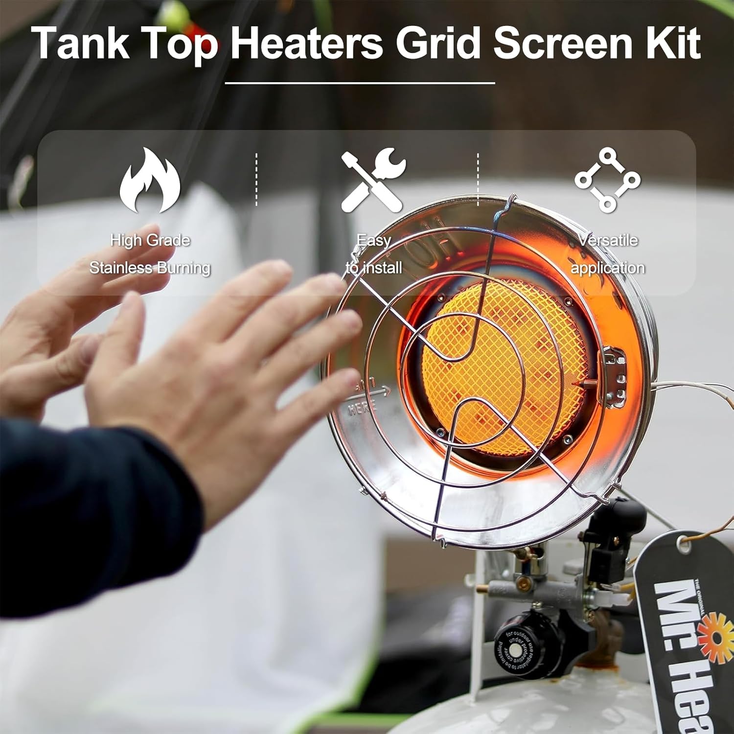 Grid Screen Kit Propane Tank Top Heater Compatible for Mr. Heater MH12 MH12C MH12T MH12CS Part Number F273164 Portable Outdoor Camping Indoor Propane Tank Heater Attachment