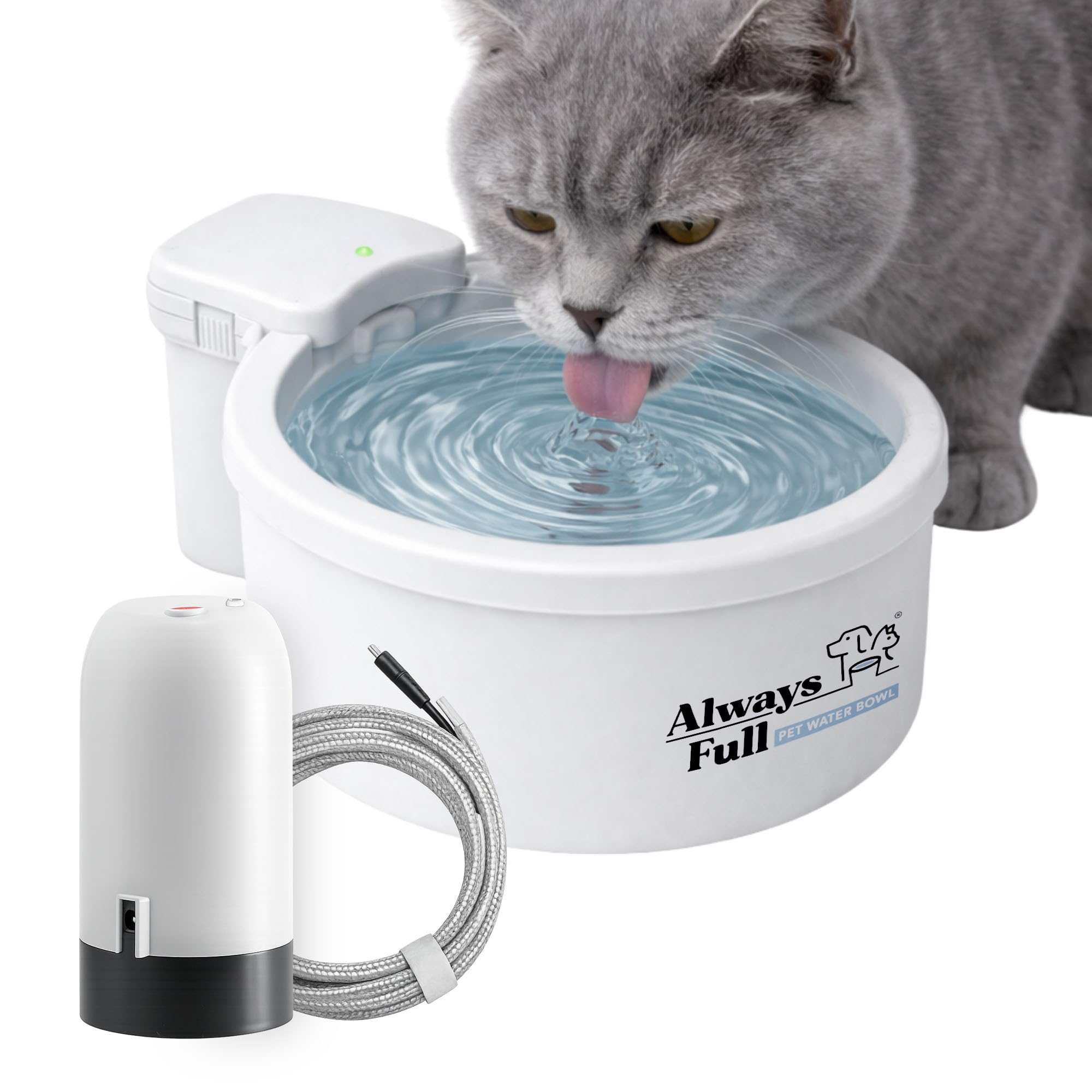 Set di ciotole e pompa per bottiglie da 17,8 cm, auto-ricaricanti, acqua filtrata pulita, monitoraggio dell'idratazione abilitato all'app, facile aggiornamento all'unità a muro, ciotole