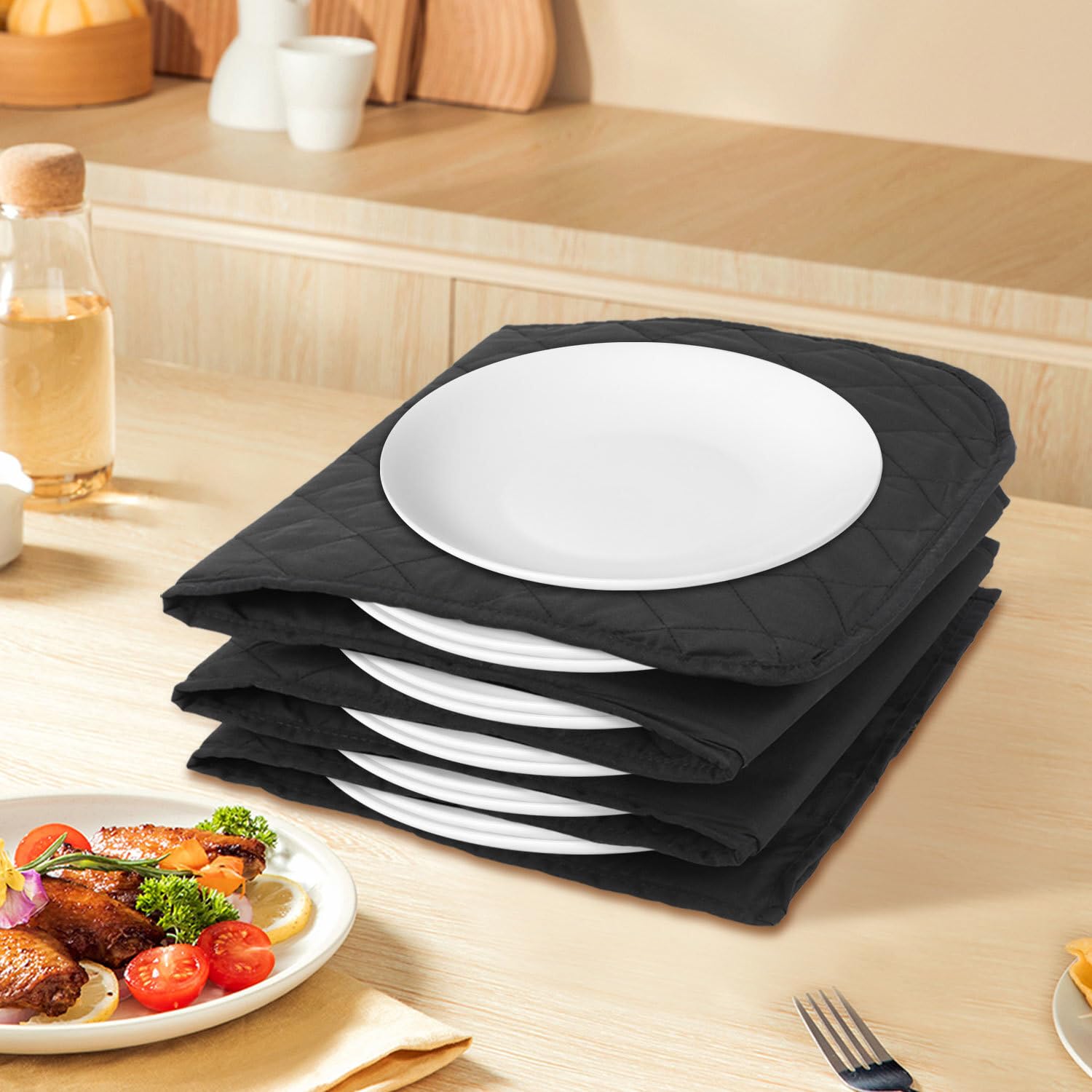 Chauffeur d'assiettes électrique XXL pour 12 Assiettes (jusqu'à 32 cm) - 200W–74°C, Chauffe Assiette Housse Lavable, Chauffage en 10 Min, Protection Contre la surchauffe[Noir]