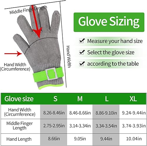 Miniatura 5 de Aillary Level 9 Cut Resistant Kitchen Glove,Food Grade,Machine Washable,Stainless Stell Wire Metal Mesh Safety Work Glove for Mandolin,Meat