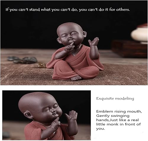 Miniatura 4 de Bonita figura de monje de cerámica para decoración del hogar, estatua de Buda, adorno de estatua de monje zen, artes y manualidades chinas, regalo