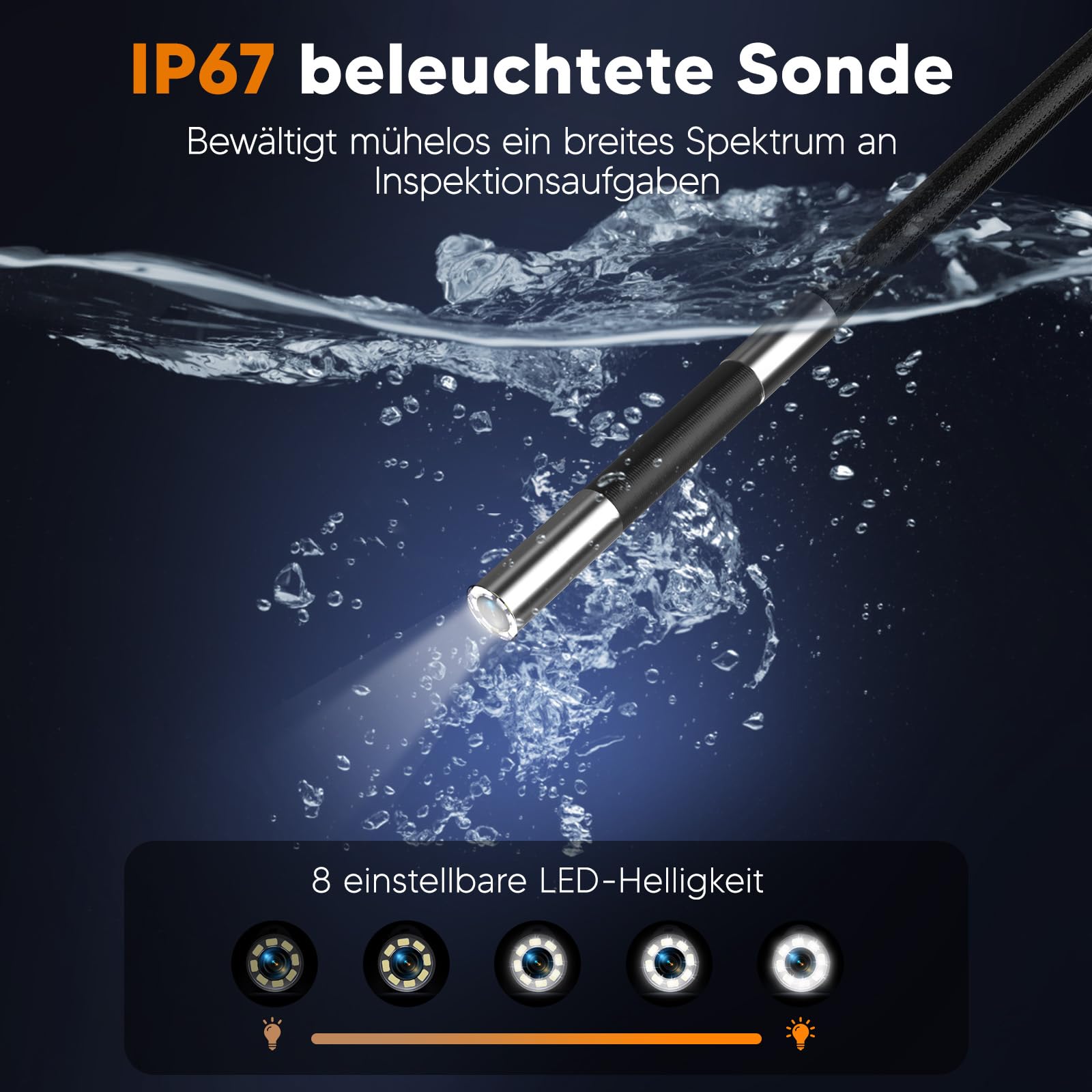Endoskopkamera mit Licht 6,2mm 210° Drehbar Rohrkamera 1080P HD Inspektionskamera 7 Zoll IPS Endoskop Kamera Endoscope Camera IP67 Wasserdichtes 32 GB Speicherkarte für Auto Rohrreiniger