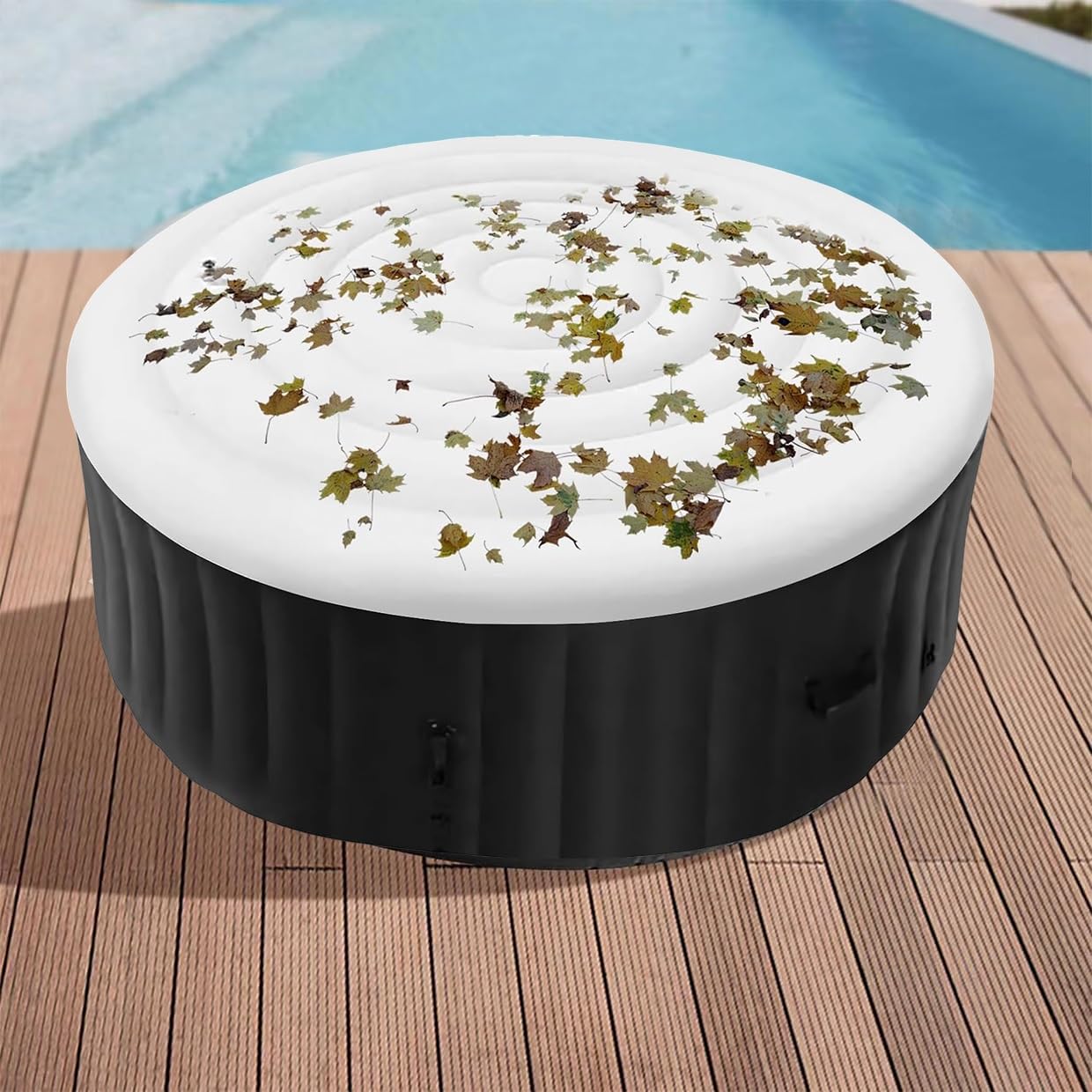 Housse De Spa Gonflable en PVC, Housse De Spa Ronde, Housse De Spa Gonflable, Isolation Thermique Pliable for Spa, Spa Rond Gonflable D'extérieur(130cm)