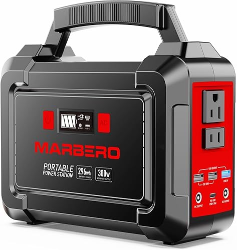 MARBERO Estación de energía portátil de 350 W pico para camping, generador solar, cargador para computadora portátil, cargador de 296 Wh con salida