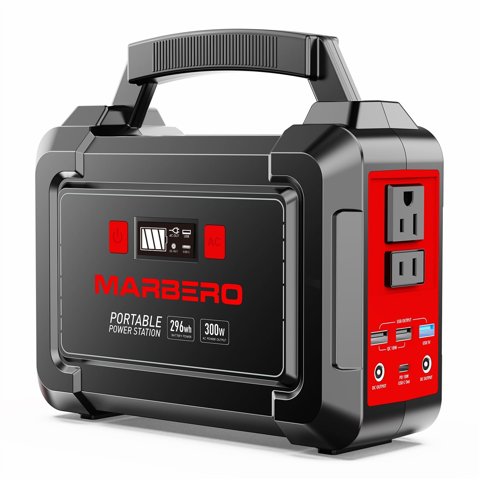 MARBERO Portable Power Station 350W Peak Camping Solar Generator Laptop Charger 296Wh Power Bank with AC Outlet 110V